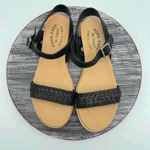 Kork Ease Sandals Womens 8 Genuine Leather Yucca Comfort Braided Buckle Shoes